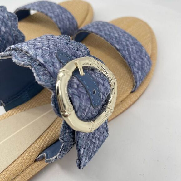 Dolce Vita Women’s Alroy Blue Woven Raffia Scalloped Slide Sandals Size 9 - Picture 9 of 15
